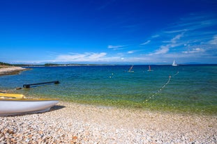 Photo of aerial view of beach Centinera in Banjole, Croatia.