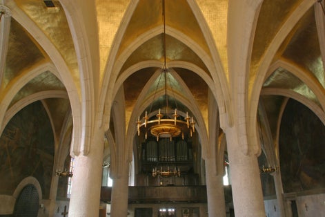 Photo of the interior of Church of St. Mark that is the parish church of old Zagreb, Croatia in St. Mark's Square.