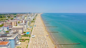 Photo of  the beach area of the city of Jesolo in the province of Venice.