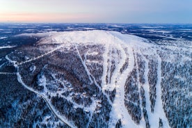 photo of an aerial view Levi Ski Resort in the Kittila, commune in the western part of Lappei province, Sirkka, Finland.