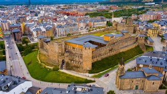 photo of an aerial panoramic view of the city medieval Castle of la Mota in Medina del Campo, Valladolid, Castilla y Leon, Spain.