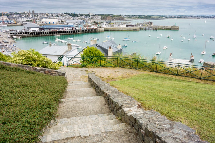 Steps leading down to Granville Harbour, Normandy, France