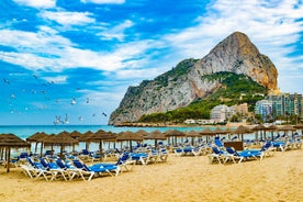 Photo of aerial view of Benidorm and Levante beach in Alicante Mediterranean of Spain.