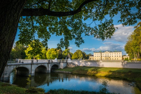 Gardens od Branicki Palace during the summer sunny day, Bialystok, Podlachia