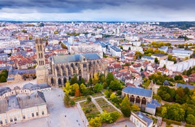 photo of a beautiful view of Cahors as seen from Mont Saint Cyr in Lot, Midi-Pyrenees, France.