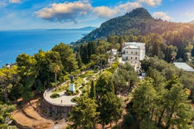 Photo of aerial spring cityscape of capital of Corfu island, Greece.