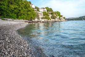 Photo of panoramic aerial view of the old town of Dubrovnik, Croatia seen from Bosanka viewpoint on the shores of the Adriatic Sea in the Mediterranean Sea.