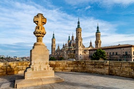 Photo of aerial view of beautiful landscape of Zaragoza, Spain.