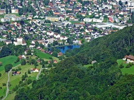 photo of the city of Buchs in the river Rhine valley in Canton of St. Gallen, Switzerland.