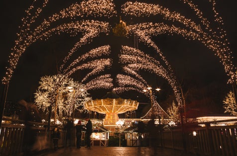 Photo of Christmas lights in Amusement Park Liseberg, Gothenburg, Sweden.