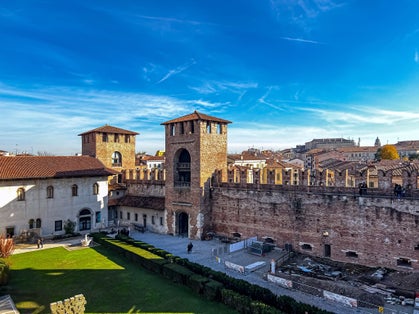 photo of view of castle Castelvecchio. Selective focus .