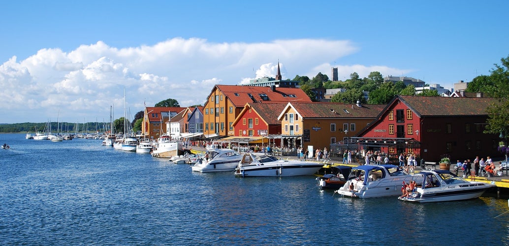 photo of Tønsberg Wharf in city center in Norway.