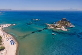 Photo of wonderful view to the sea from the mountains in Kefalos ,Kos island, Greece.