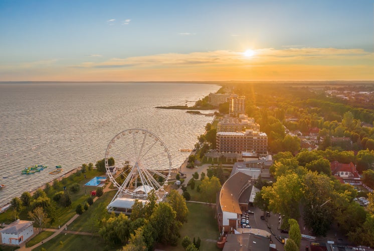 photo of view of Waterfront at the Lake Balaton in Siofok,Hungary. High quality photo.