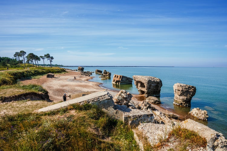 photo of view of Liepaja, Latvia: View of the Karosta coast littered with parts of the fortifications of the naval base of Tsarist Russia.