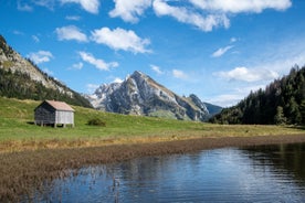 Photo of The Alp Laui near Wildhaus-Alt St. Johann with view of the Saentis and the Wildhuser Schafberg, Toggenburg, Canton of St. Gallen, Switzerland.