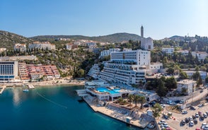 Photo of panoramic aerial view of city of Stolac and Bregava river, Bosnia and Herzegovina.