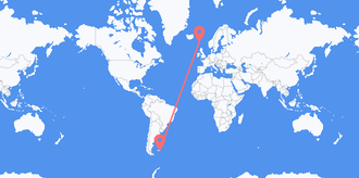 Flyreiser fra Falklandsøyene (Islas Malvinas) til Færøyene