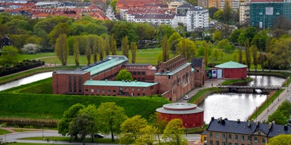 Photo of main place of Vimmerby with well and tourist office, Sweden.