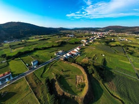 photo of aerial view of a harbor Fisterra is on Cape Finisterre in Galicia, Spain.