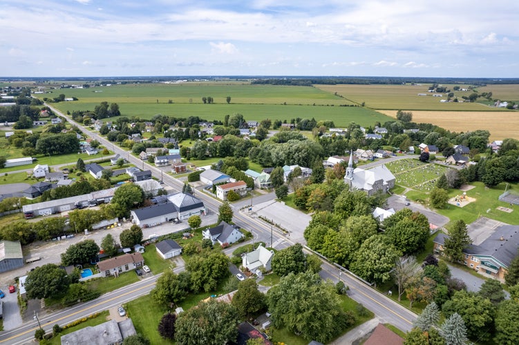 Aerial view of Saint-Nazaire-d'Acton,France.