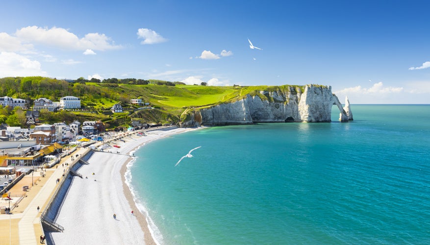 Picturesque panoramic landscape on the cliffs of Etretat. Natural amazing cliffs. Etretat, Normandy, France.jpg