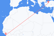 Flyreiser fra Conakry, til Eskişehir