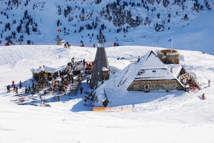 photo of an aerial view of winter resort Mayrhofen, Austria.