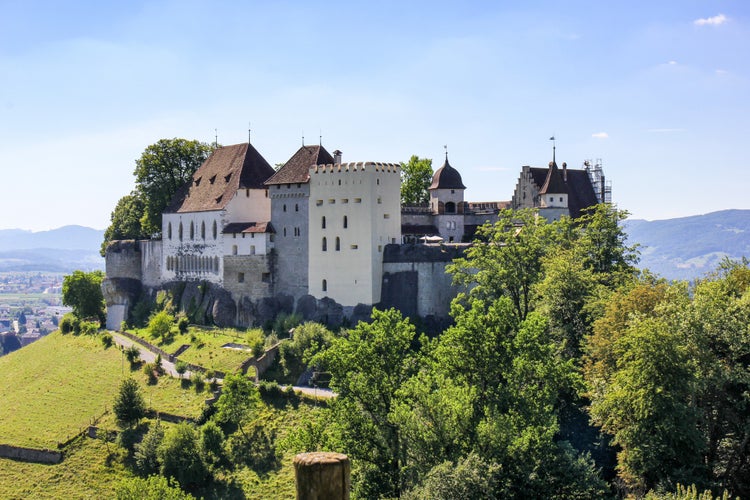 Photo of Lenzburg castle, built in the 11 century, in Canton Aargau, Switzerland.