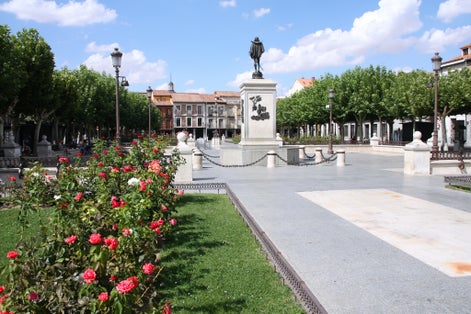 Photo of city square in Alcala de Henares, famous town in Spain.