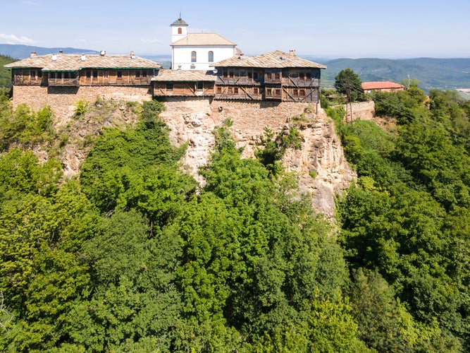 Photo of aerial view of Glozhene monastery , Bulgaria.