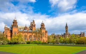 Photo of aerial view of Glasgow in Scotland, United Kingdom.