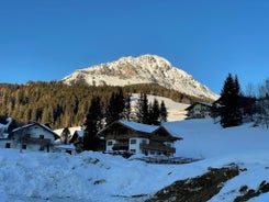 photo of beautiful view in Filzmoos at snowy winter in Austria.