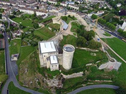 photo of aerial view of Château de Falaise in Falaise, France.