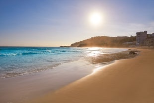 Photo of panoramic aerial view of playa de la Concha in Oropesa del Mar, Ragion of Valencia, Spain.