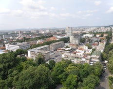 Photo of aerial view of Plovdiv, Bulgaria.