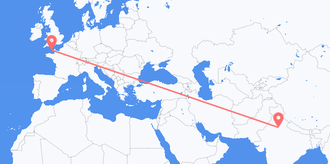 Flights from India to Guernsey