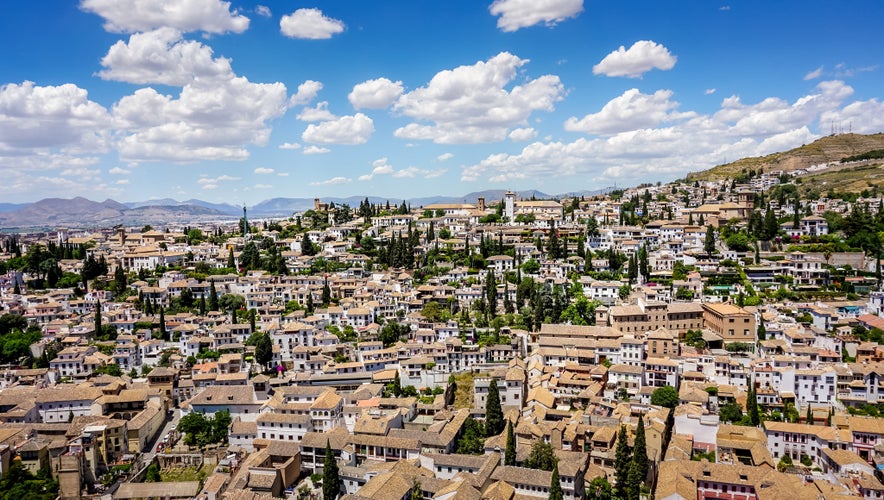 Photo of Granada city, in Andalusia, Spain. This is the district of Albaycin as seen from the Alhambra Palacer.