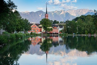 photo of the city of Buchs in the river Rhine valley in Canton of St. Gallen, Switzerland.