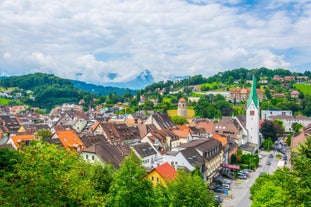 Austria, Rainbow over Salzburg castle