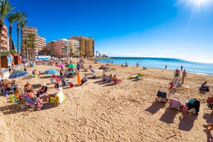 Photo of aerial view of the Torrevieja coastal city, Costa Blanca, province of Alicante, Spain.