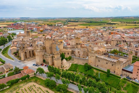 Photo of Panorama view of Royal Palace of Olite in Spain.