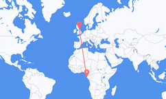 Flyreiser fra Port-Gentil, til Newcastle upon Tyne