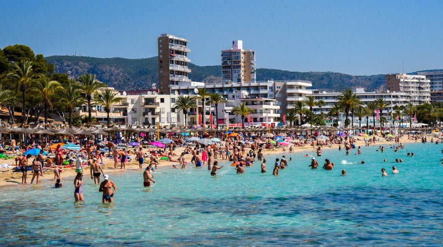 Mallorca Magaluf Magalluf beach in Calvia Mallorca at Balearic islands of Spain