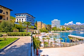 Photo of town of Volosko seafront view, Opatija riviera of Croatia.