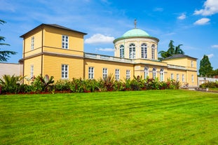 Photo of panorama of New City Hall in Hannover in a beautiful summer day, Germany.