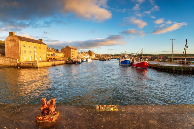 photo of view of The harbour at Burghead on the east coast of Scotland.