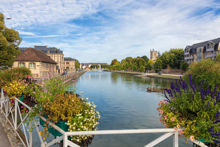 View along the Trevois Canal at Troyes, France