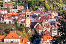 Photo of aerial panoramic view of Hohes Schloss Fussen or Gothic High Castle of the Bishops and St. Mang Abbey monastery in Fussen, Germany.