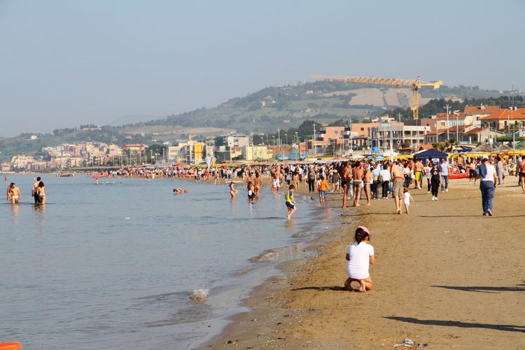 ITALY, Falconara Marittima -View of the beach and the city.